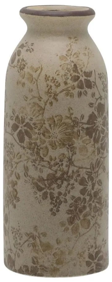 Béžová antik keramická váza s jesennými kvetmi Melun - Ø 8*20 cm