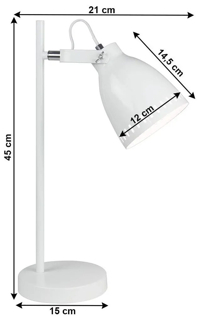 Stolná lampa, biela/kov, AIDEN TYP 1