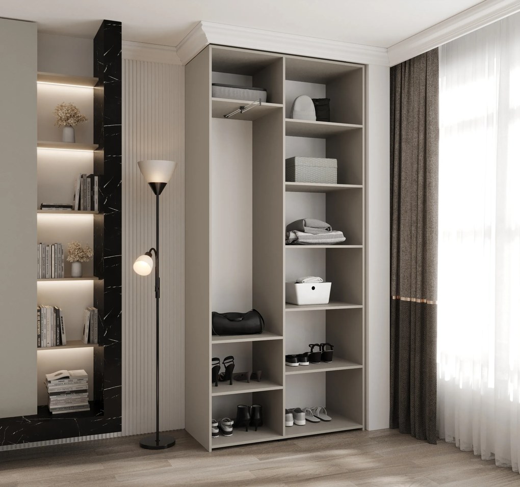 Šatníková skriňa 110 cm Carmela 40-1 (kašmír + čierna). Akcia -20%. Vlastná spoľahlivá doprava až k Vám domov. 1126507