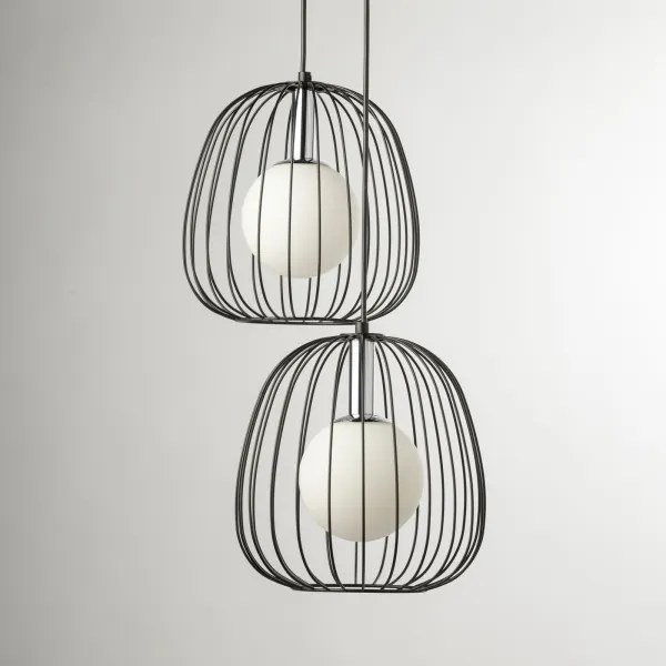 Luster na lanku BELL 2xG9/12W/230V čierna/lesklý chróm