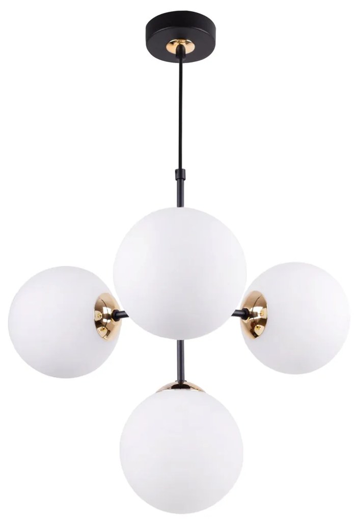 Light Home Závesné svietidlo FLORENCE, 4x biele sklenené tienidlo, G