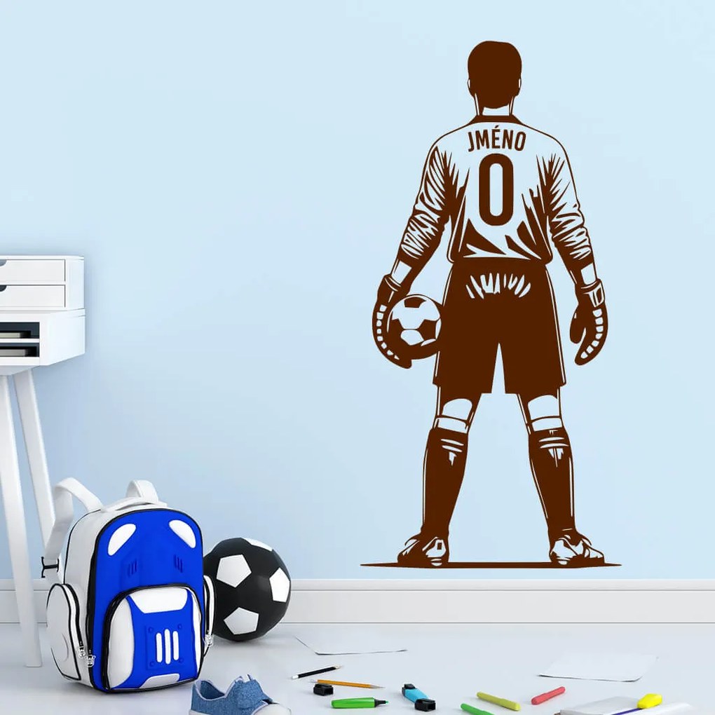 Veselá Stena Samolepka Futbalový brankár s menom Farba: růžová, Veľkosť: 80 x 40 cm