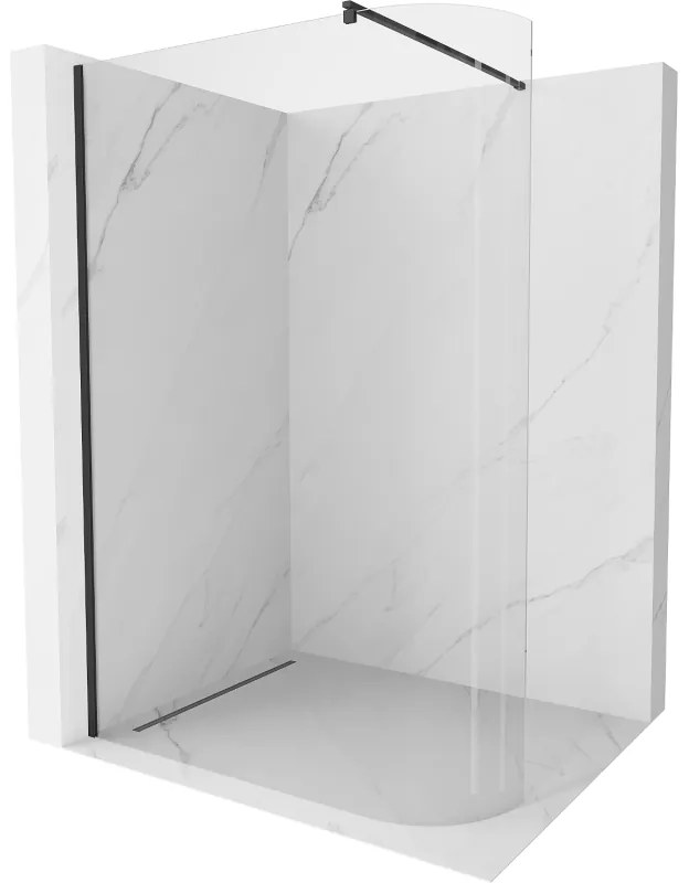 Mexen Kioto, zaoblená sprchová zástena 130 x 200 cm, 8mm číre sklo, čierny profil, 800-130-101-70-06