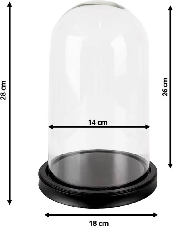 Čierny drevený okrúhly podnos so skleneným poklopom Ria - Ø18*28 cm
