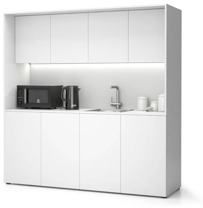 PLAN Kuchynka NIKA s drezom a batériou 1963 x 600 x 2000 mm, biela, pravá