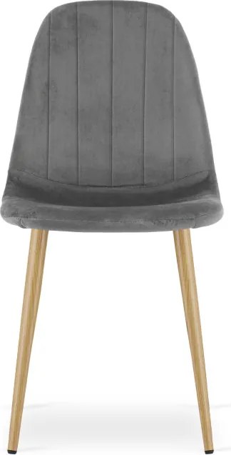 Jedálenská stolička PADVA zamatová tmavosivá / hnedé nohy