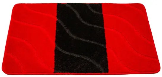 Sada kúpeľňových koberčekov FIORI červená / čierna, pruhy / vlny