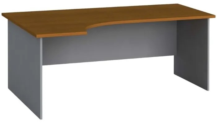 Ergonomický kancelársky pracovný stôl PRIMO FLEXI 180x120 cm, sivá / čerešňa, ľavý