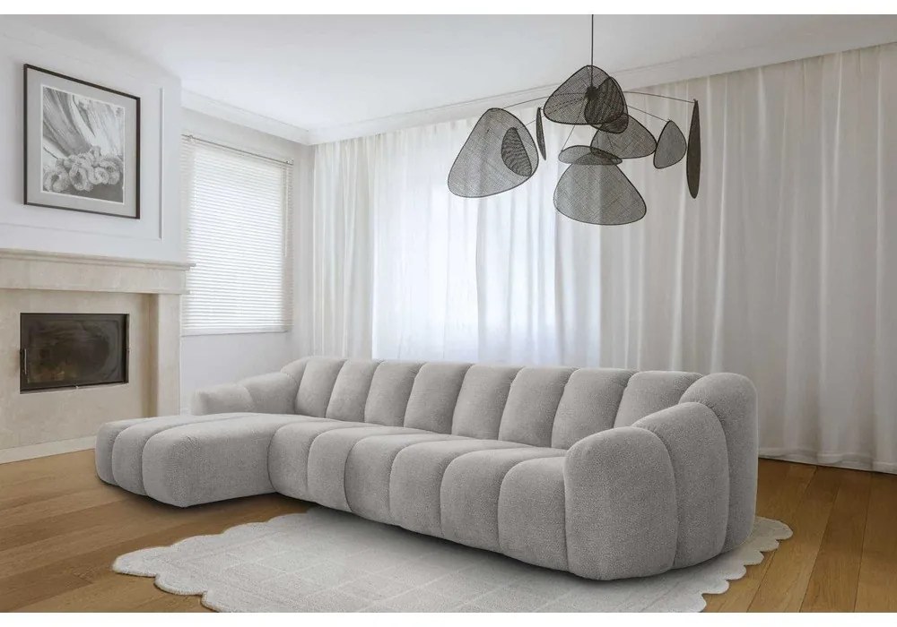 Svetlosivá rohová pohovka (ľavý roh/s leňoškou) Shell – Miuform