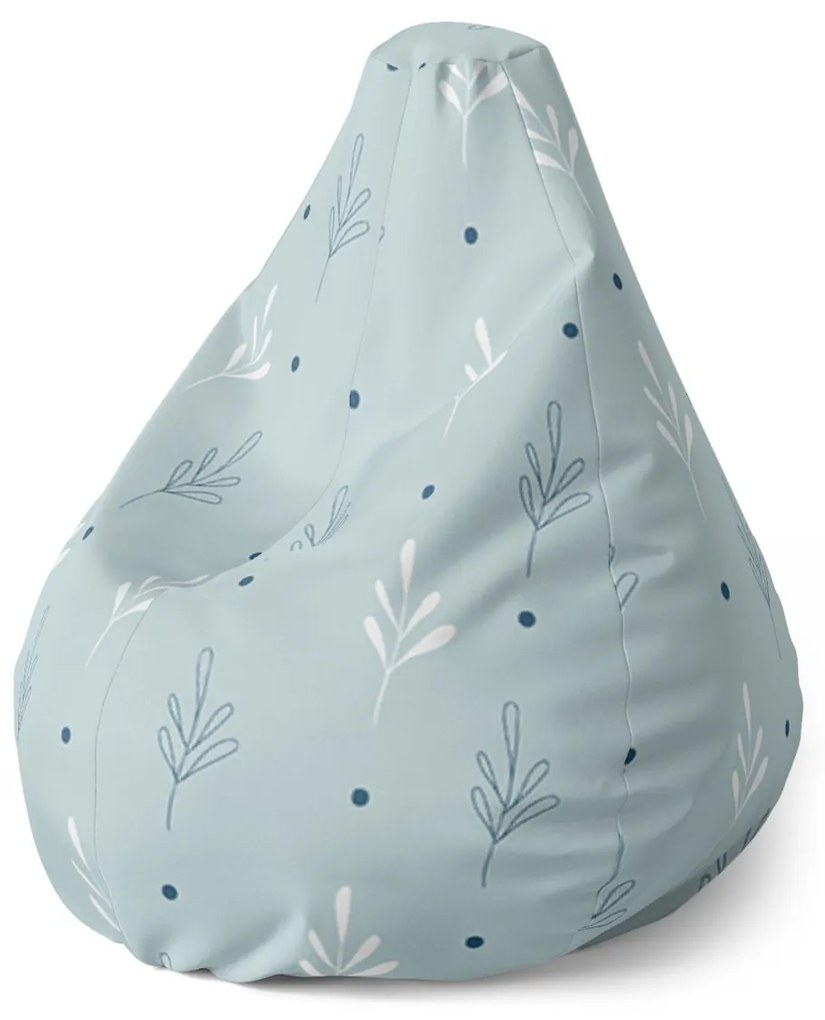 Sablio Sedací vak Pear Modré a Biele lístky - 70 x 95 x 15 cm