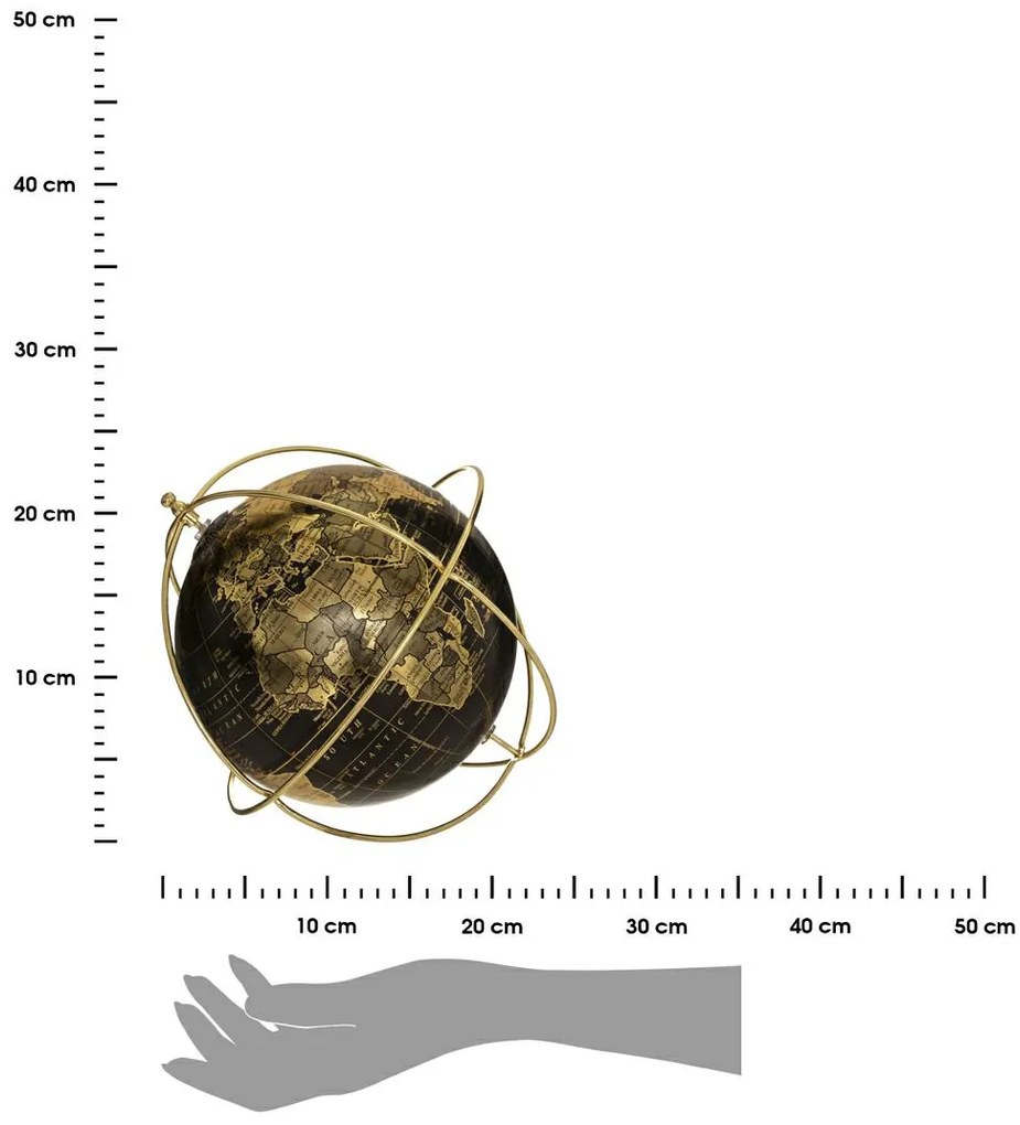 Dekoračná soška Globus, 24x24x24 cm, čierna/zlatá