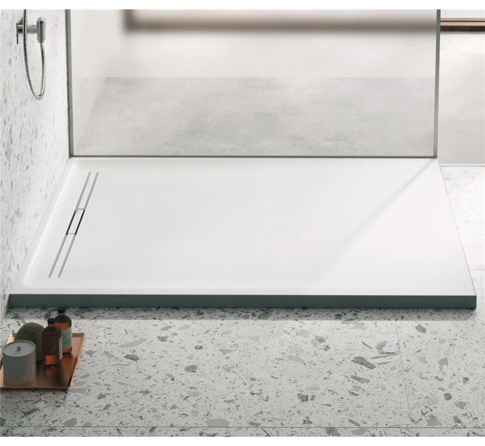 GEBERIT Sestra obdĺžniková sprchová vanička z kamennej živice, 900 x 1700 x 40 mm, protišmyk, biela/bridlicová štruktúra, 550.229.00.2
