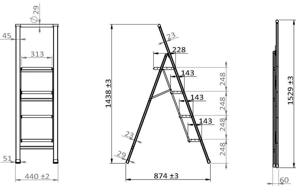 Skladacie schodíky Wenko Ladder, výška 153 cm