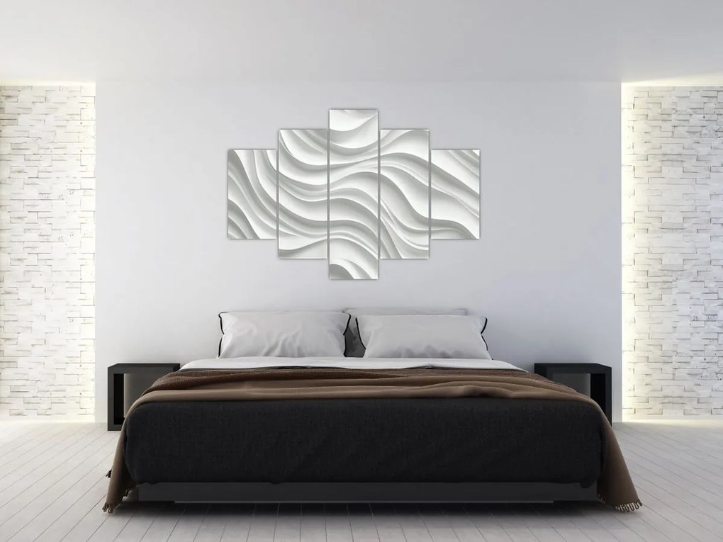 Obraz - 3D biele vlny (150x105 cm)