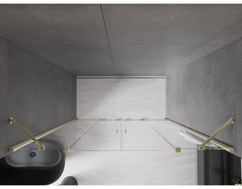 Mexen Velar Duo, posuvné dvere do otvoru 170x200 cm, 8mm číre sklo, zlatá lesklá, 871-170-000-02-50