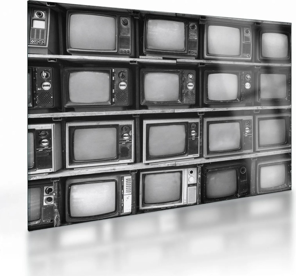 Sklenený obraz - Retro televízie (70x50 cm)