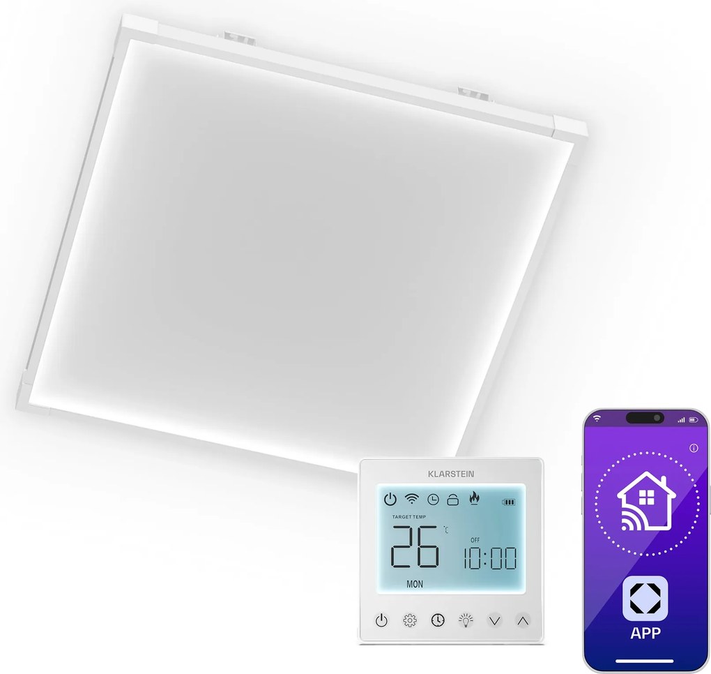 Klarstein Wondersky infračervený panel | 360 W | 4 - 8 m² | minimalistický dizajn | 60 cm x 60 cm