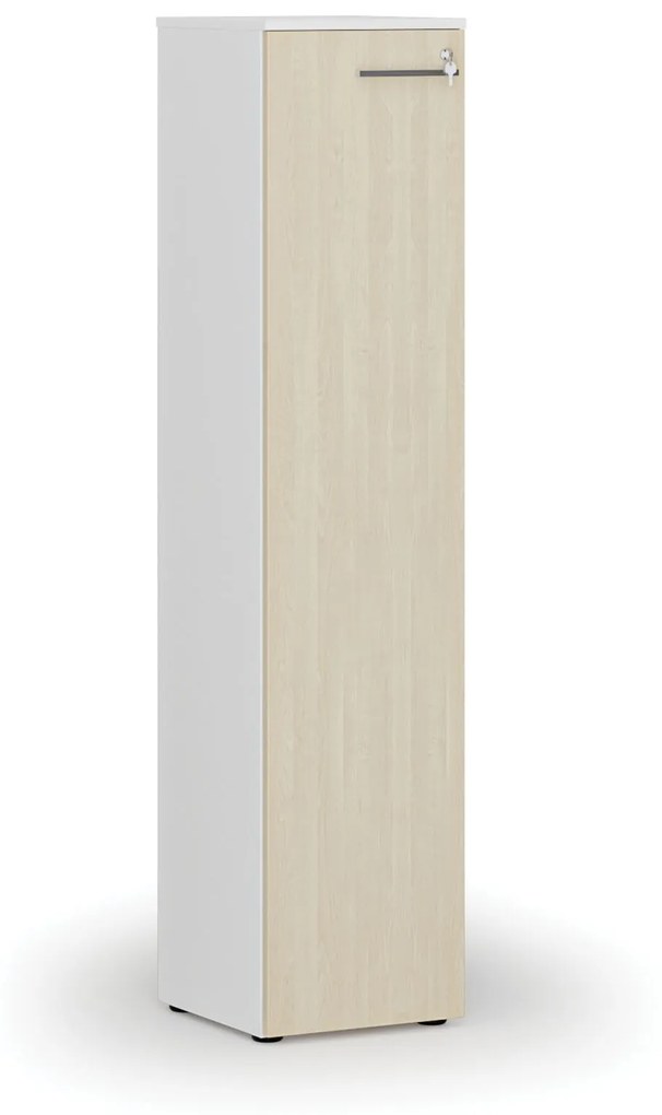 Úzka kancelárska skriňa PRIMO WHITE, 1781 x 400 x 420 mm, biela/wenge