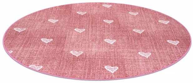 Koberec HEARTS kruh Jeans - ružový