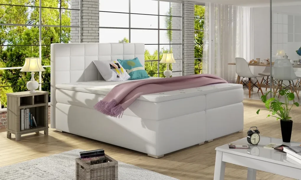 Moderná box spring posteľ Alicante 160x200, biela