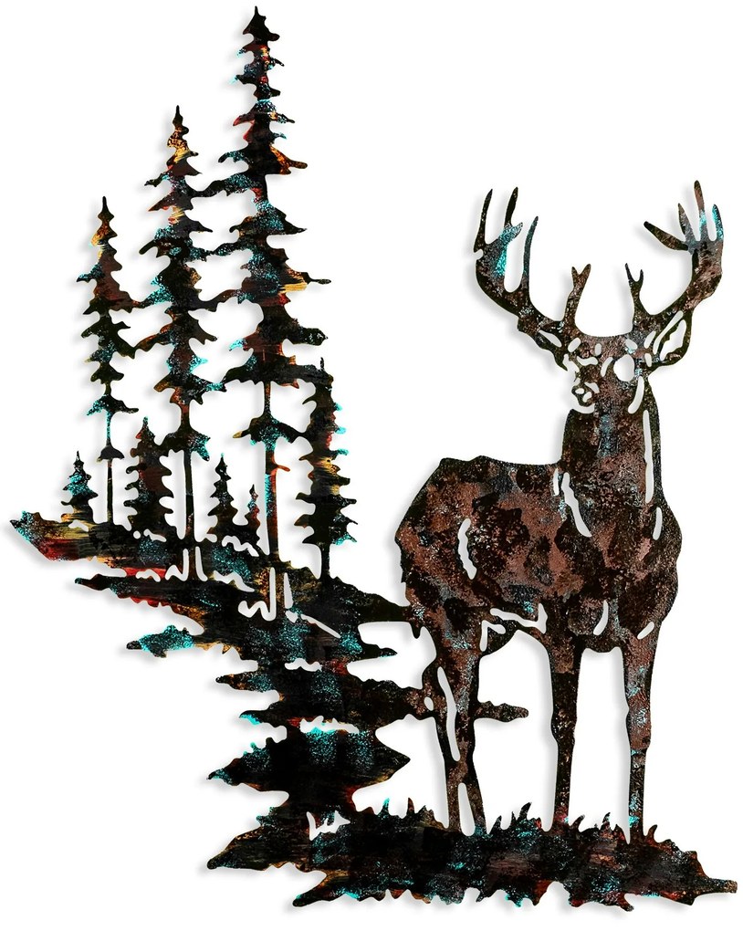 Nástenná kovová dekorácia Jeleň viacfarebná