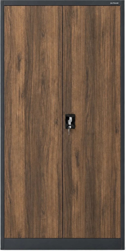Kovová skriňa s úložným priestorom antracitová/orech, 900x1850x450 mm: TOMASZ Eco Design