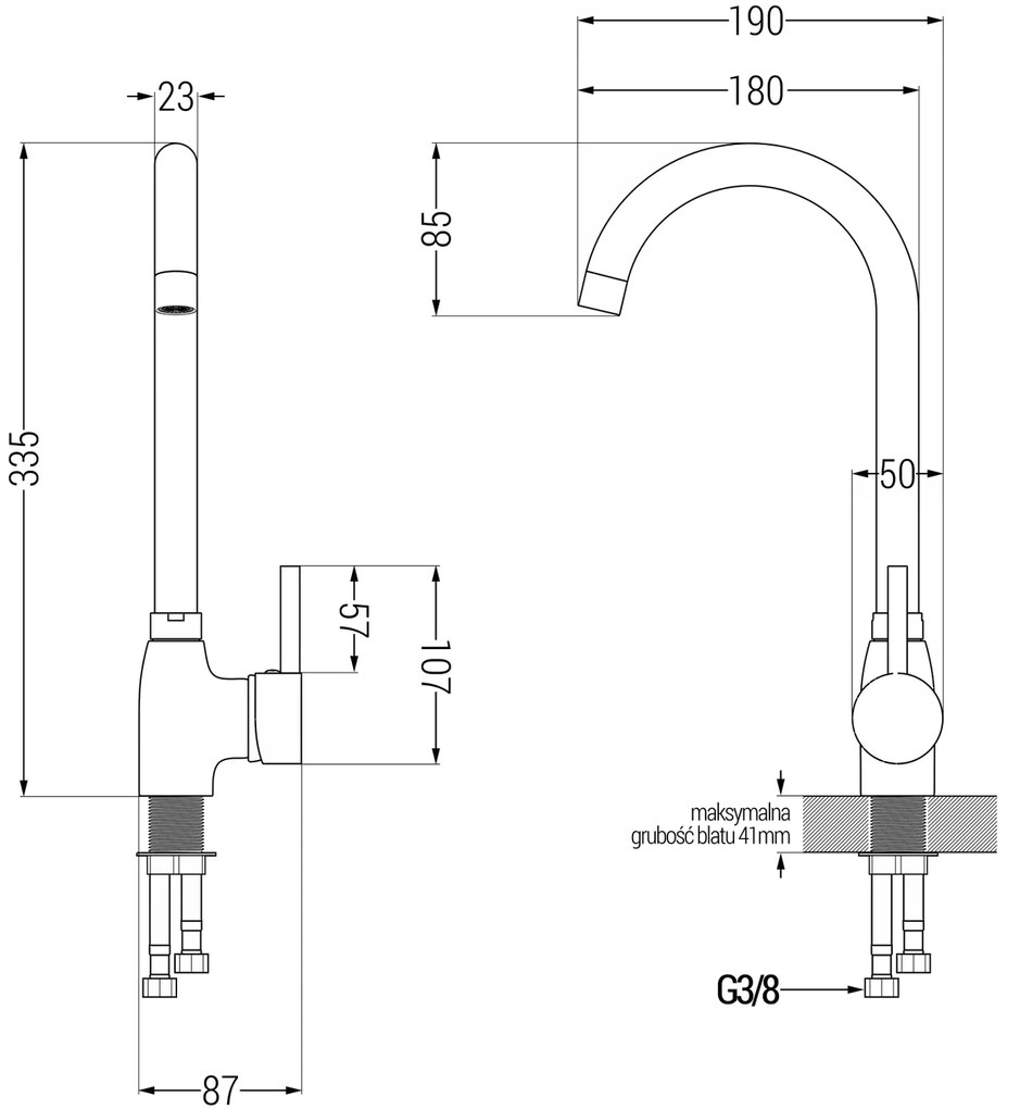 Mexen Bruno, 1-komorový granitový drez s odkvapkávačom 795x495x200 mm a čierna kuchynská batéria Telma, čierna škvrnitá, 6513-76-670200-70-B