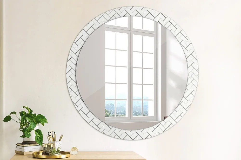 Okrúhle ozdobné zrkadlo Rybí kosť fi 90 cm