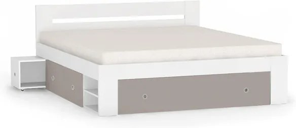 DREVONA09 Manželská posteľ biela + cappuccino 180 cm LARISA
