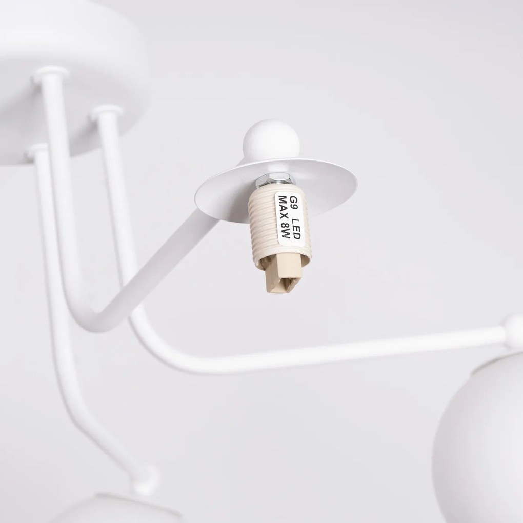 Stropné svietidlo Astral, 5x biele sklenené tienidlo, w