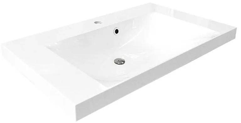 Mereo, Aira, kúpeľňová skrinka s umývadlom z liateho mramoru 101x47x58 cm, biela, MER-CN712M