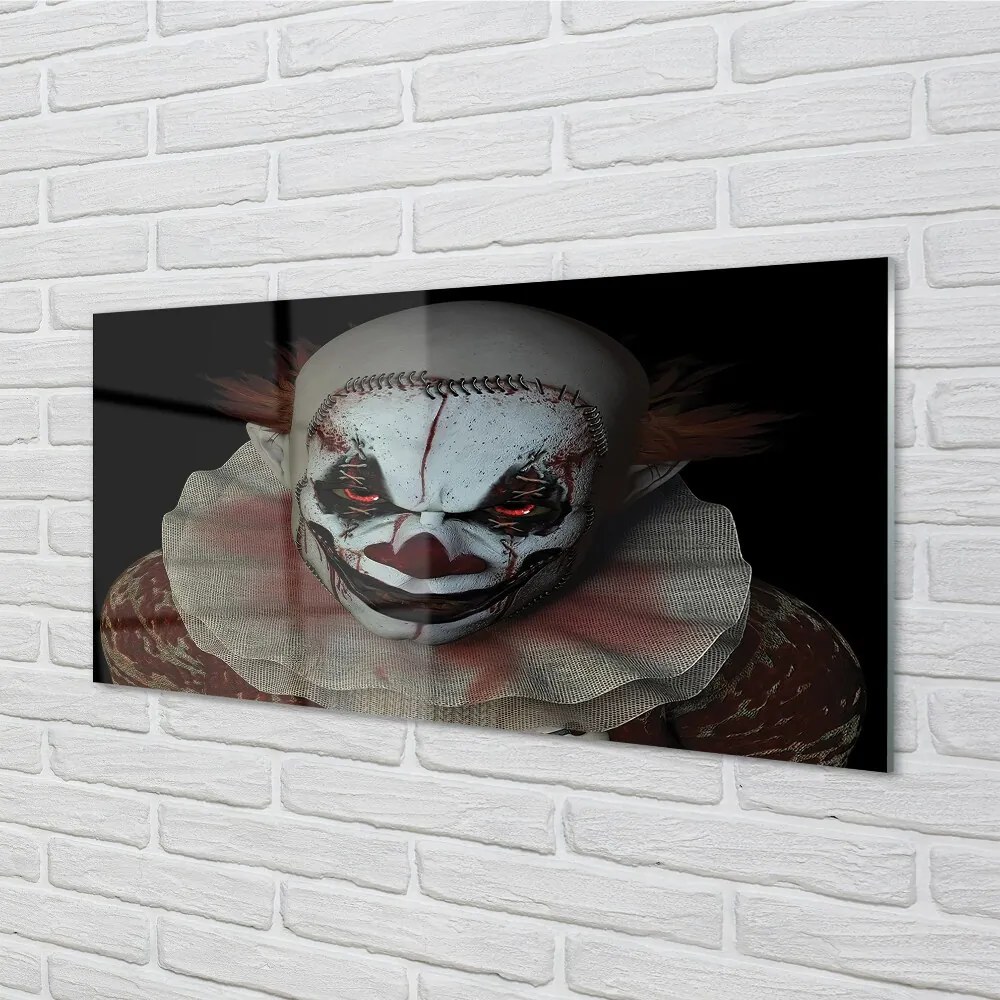 Obraz na skle scary clown 140x70 cm