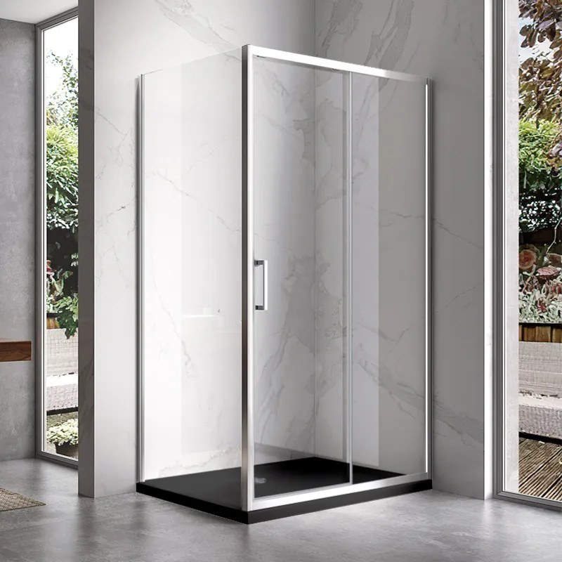 BPS-koupelny Obdĺžnikový sprchovací kút HYD-OK104C 120x90 chróm/transparent + vanička HYD-OSV-ST04C čierna