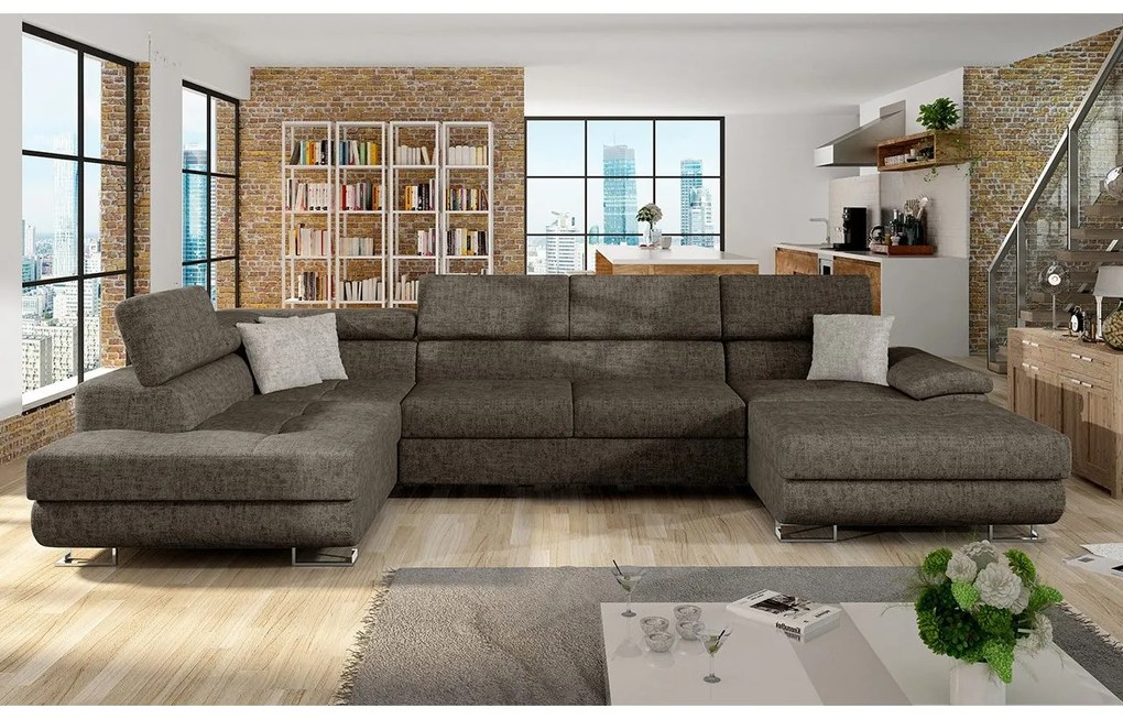 Rohová sedacia súprava Alvin Bis, Dostupné poťahy: ekokoža Soft 017 + Uttario Velvet 2971 + Kronos 02, Strana: Ľavá - U