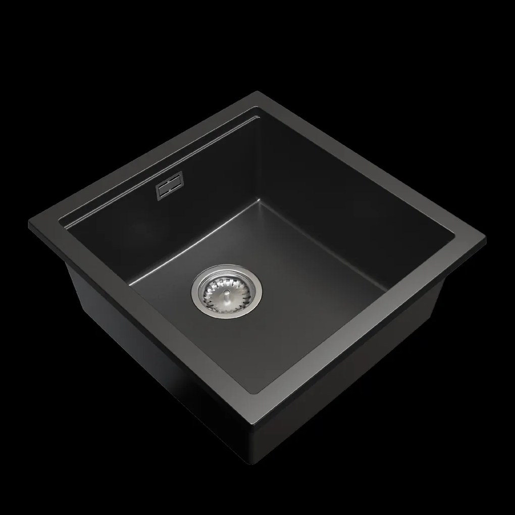Gamma Decor 4850, 1-komorový granitový drez 480x500x215 mm, čierna, GMA-ZLE000156