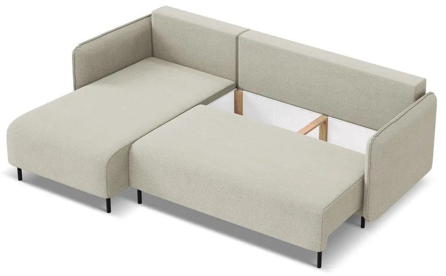 Béžová rozkladacia/s úložným priestorom rohová pohovka (ľavý roh) Luana – Makamii