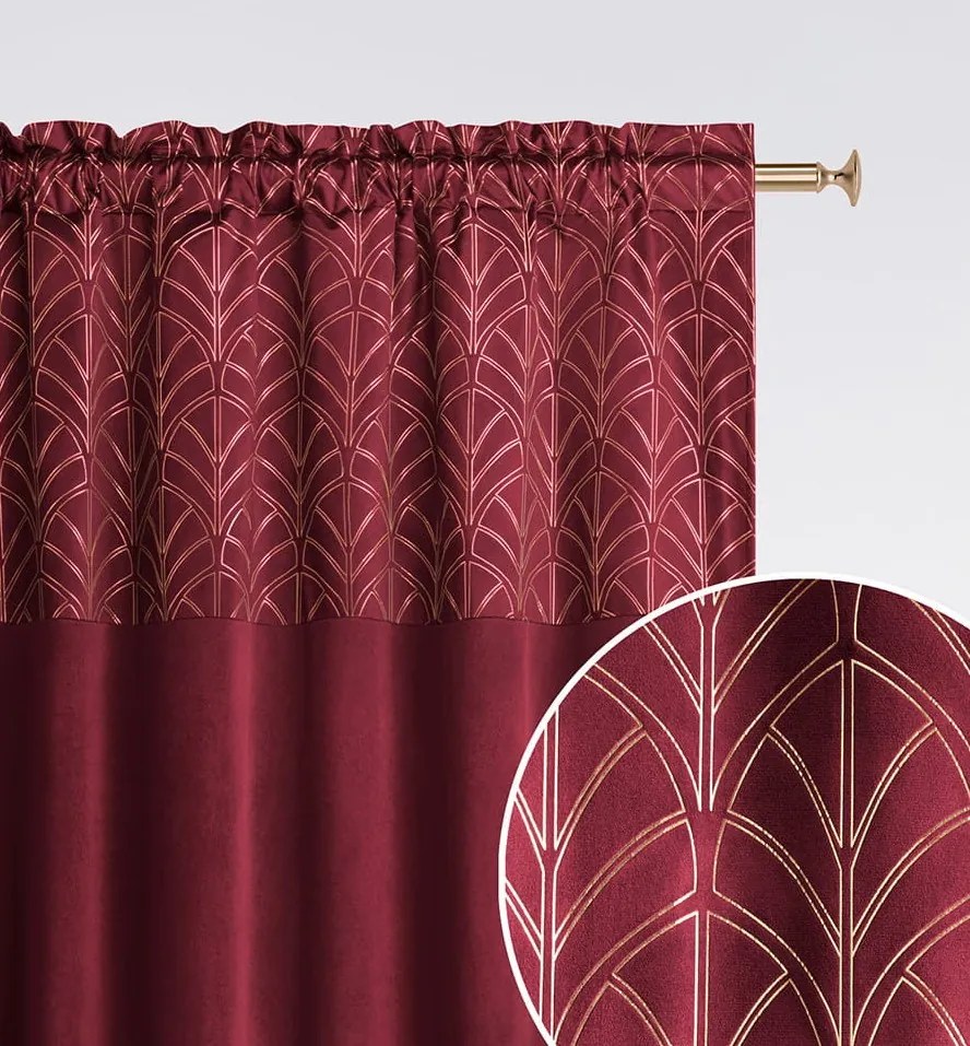 Bordový zatemňujúci záves s elegantným vzorom na riasiacu pásku 140x280 cm