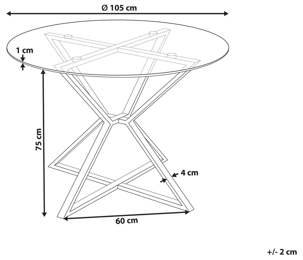 Okrúhly jedálenský stôl so sklenenou doskou ⌀ 105 cm strieborný BOSCO Beliani