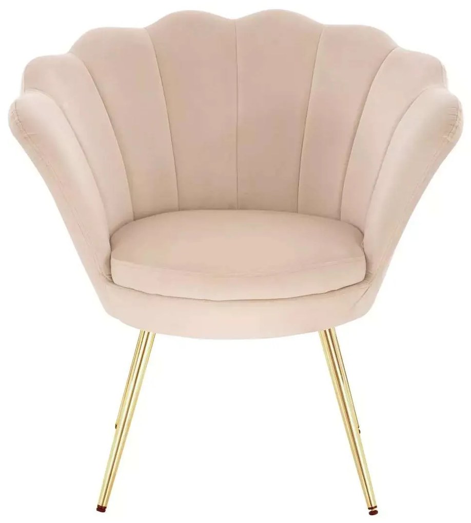 LuxuryForm DESIGN Kreslo FREY VELUR so zlatými nohami - krémové
