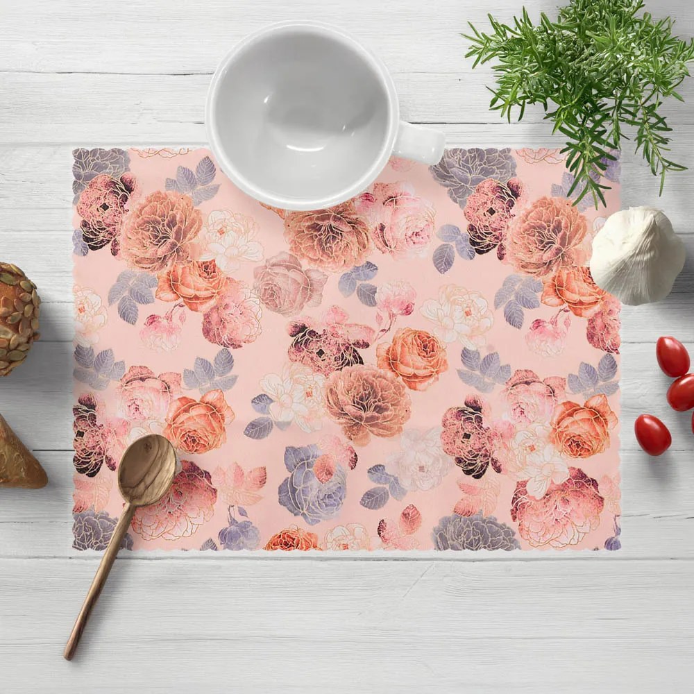 Biante Teflónové prestieranie na stôl TF-062 Ruže na lososovo ružovom 30x40 cm