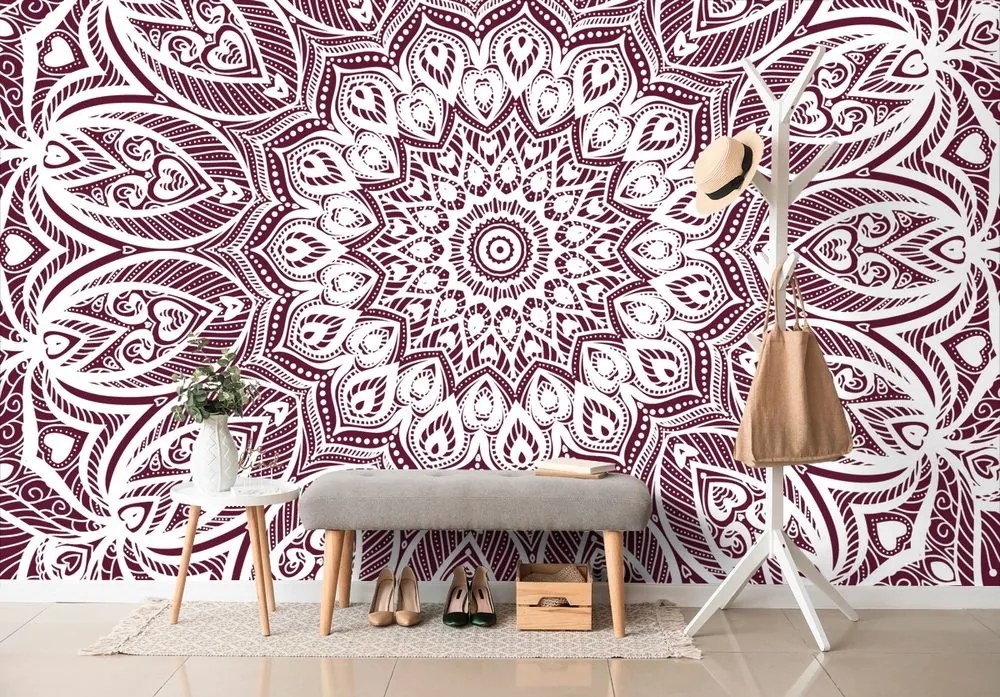 Samolepiaca tapeta Mandala harmónie na ružovom pozadí - 375x250