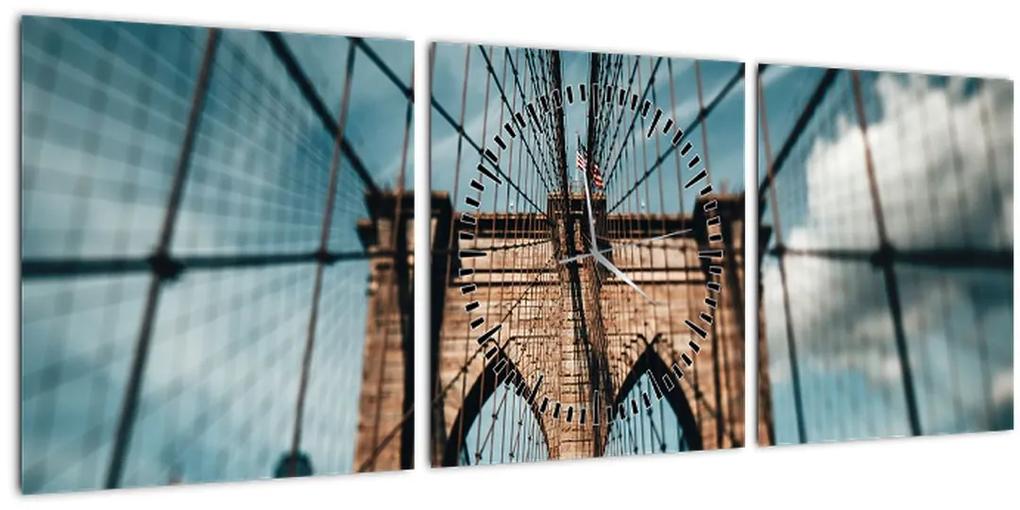 Obraz - Brooklynský most (s hodinami) (90x30 cm)