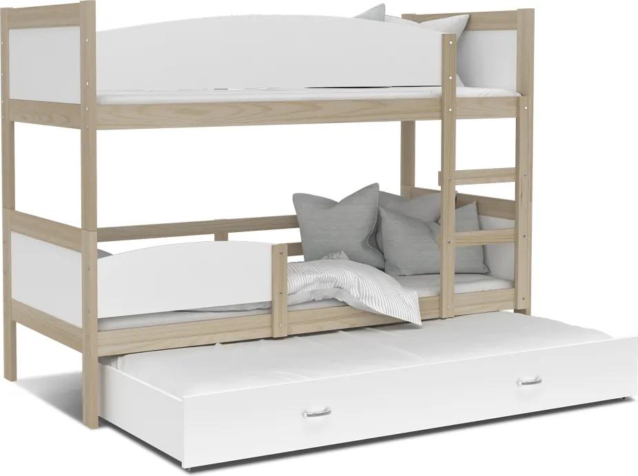 GL Swing 3 Poschodová posteľ pre 3 osoby borovica Color 190x80 Farba: Biela