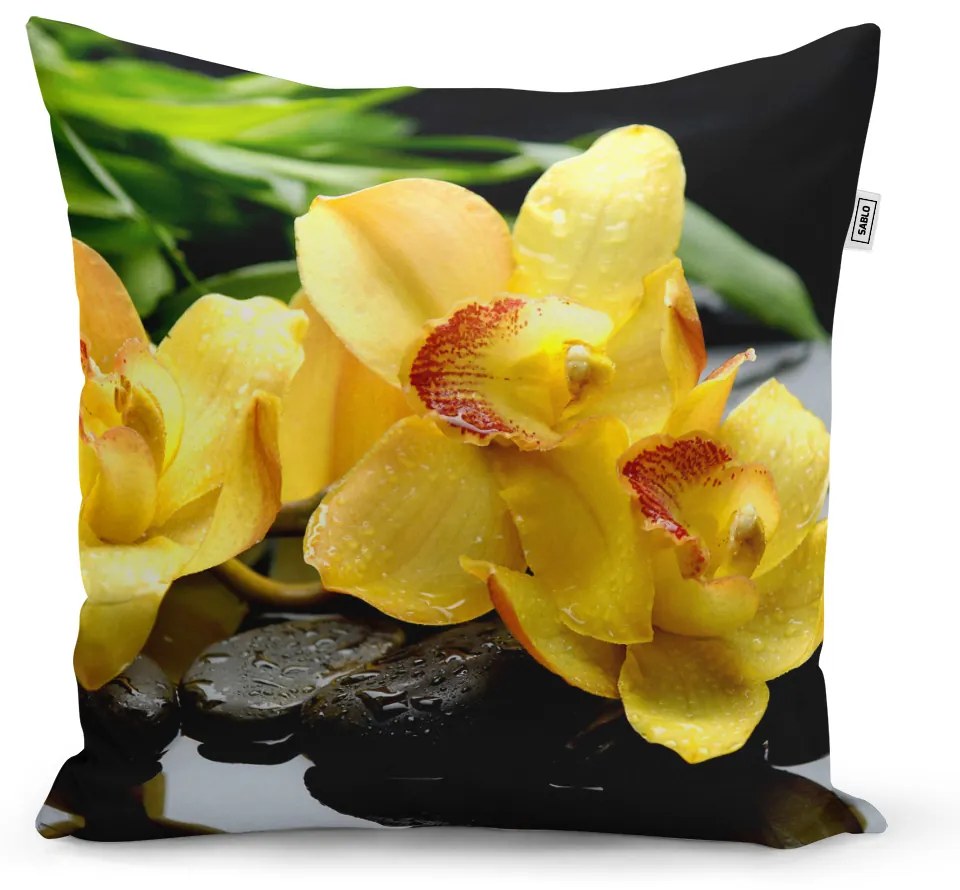 Sablio Vankúš Žlté Orchidey - 60x60 cm