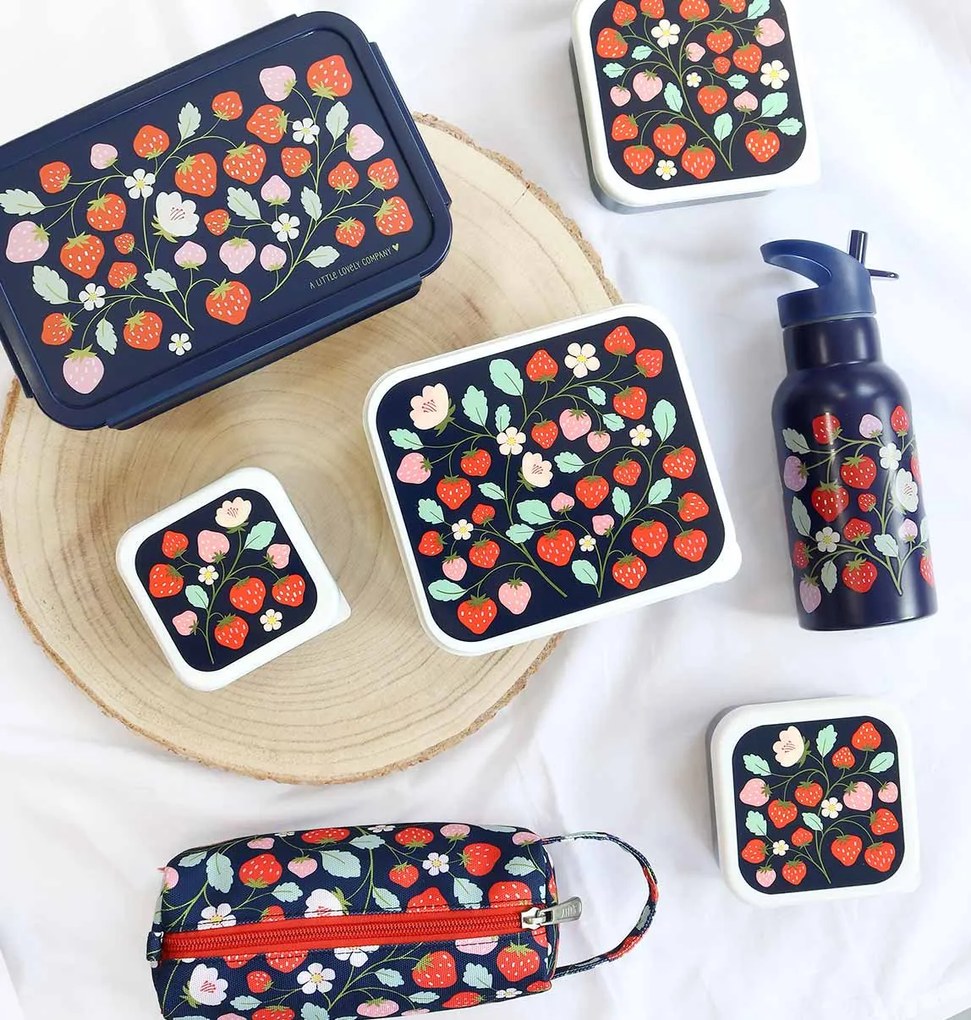 A Little Lovely Company - antikorová fľaša na pitie, 350 ml - jahody