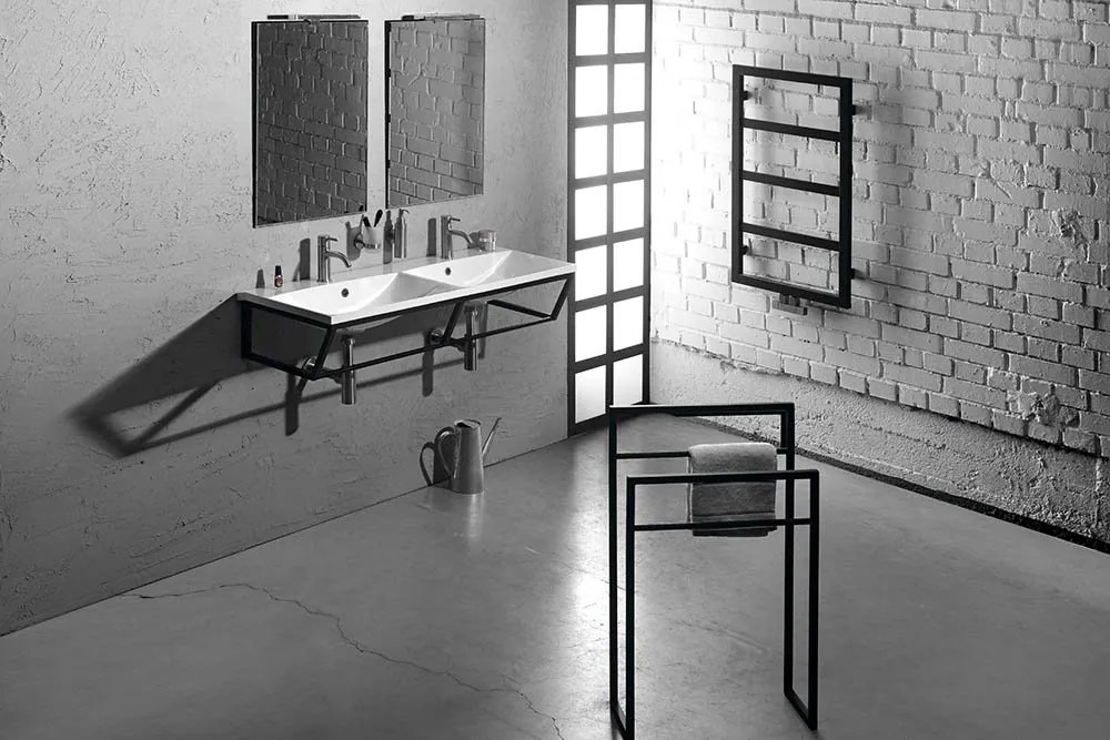 Sapho Sapho, SKA konzola pod umývadlo 600x400x460mm, čierna mat, s bielou MDF policou, SKA101