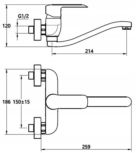 Invena Siros, nástenná drezová batéria, chrómová, BC-90-001-A