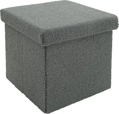 Štvorcový taburet Tobias, šedá kučeravá látka%