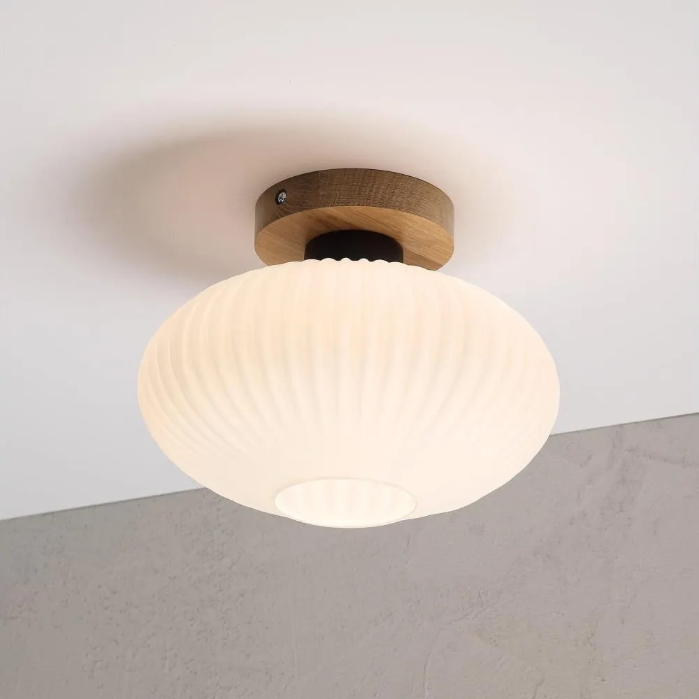 Stropné svietidlo HARMA WOOD, 1xE27/15W/230V, dub/biela, priemer 25 cm