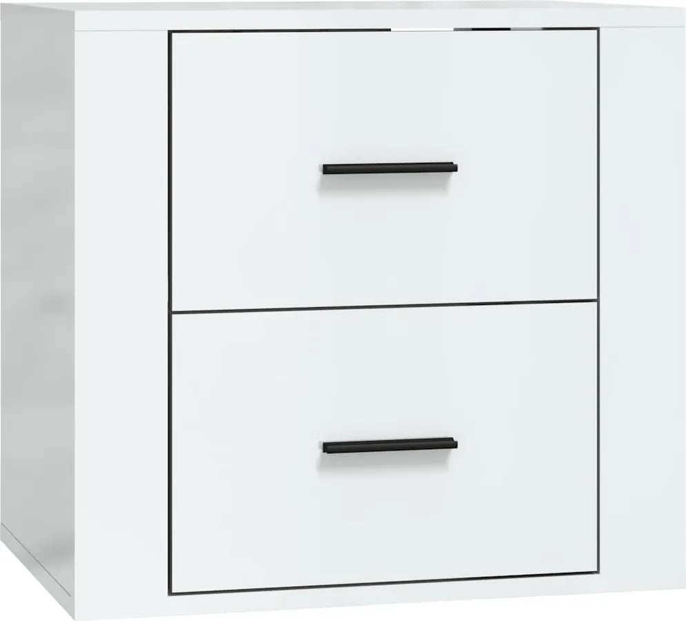 vidaXL Nástenný nočný stolík lesklý biely 50x36x47 cm